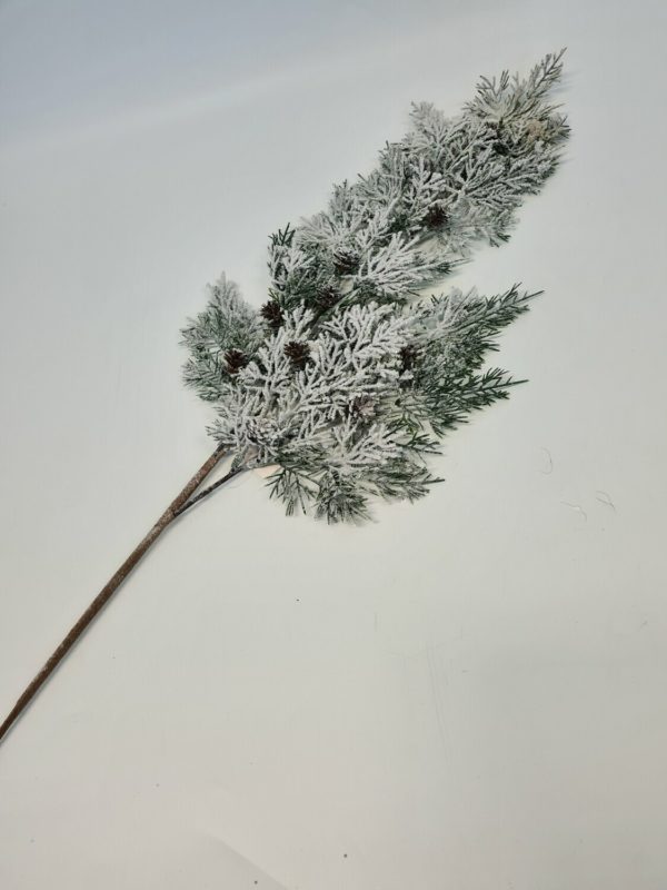 Frosted Pine Spray with Pine Cones