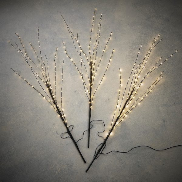 Branch LED Black Warm White 3 pieces with timer