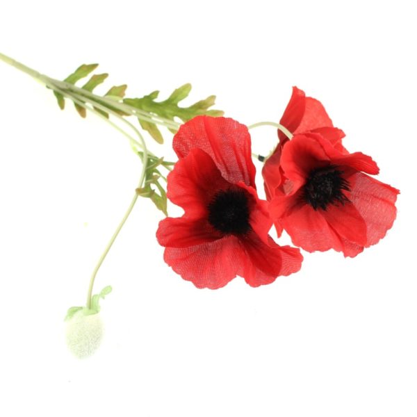 Poppy Spray 3 heads Red 60cm