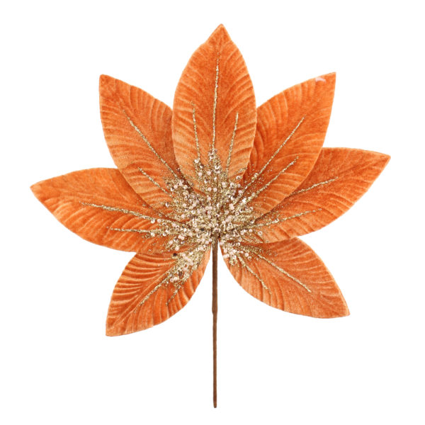 Velvet Leaf Spray Orange 29cm