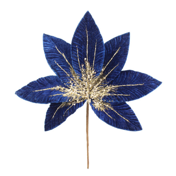 Velvet Leaf Spray Blue 29cm