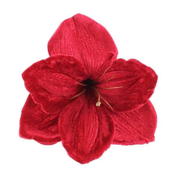 Amaryllis Clip Velvet Red 14cm