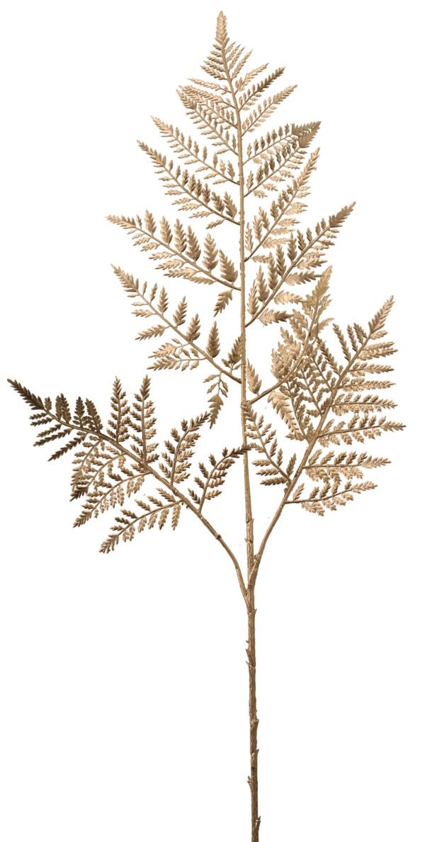 Metallic Leather Fern Spray Champagne 85cm