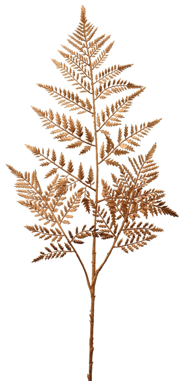 Metallic Leather Fern Spray Copper 85cm