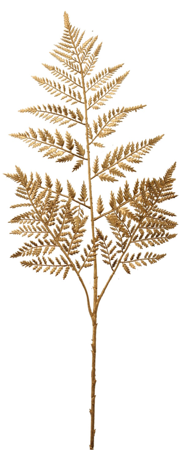 Metallic Leather Fern Spray Gold 85cm