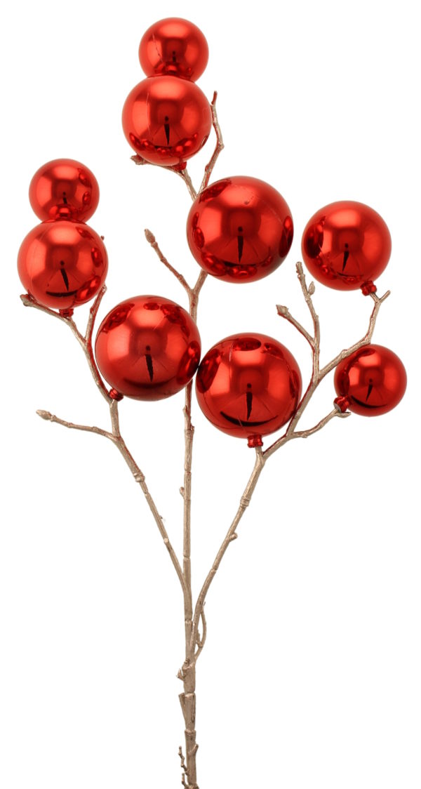 Shiny Bauble Spray 53cm Red