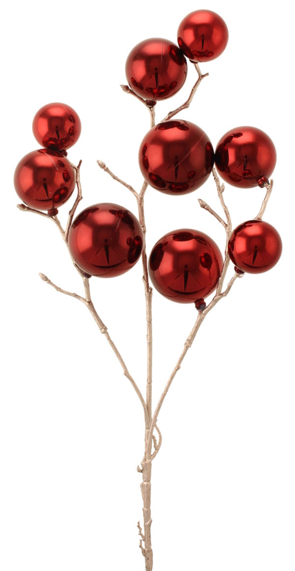 Shiny Bauble Spray Burgundy 53cm