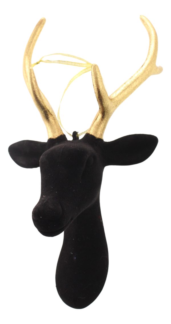 Flocked Stag with hanger 24cm