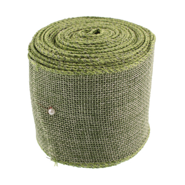 Faux Jute Ribbon Green 6.4cm