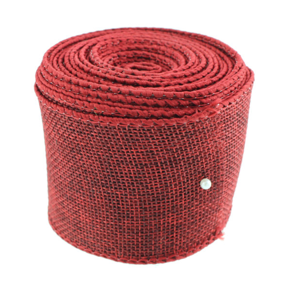 Faux Jute Ribbon Burgundy 6.4cm